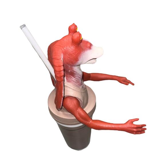 Vintage Star Wars Phantom Menace Jar Jar Binks Cup & Cup Topper with Straw 1999 - Picture 5 of 8